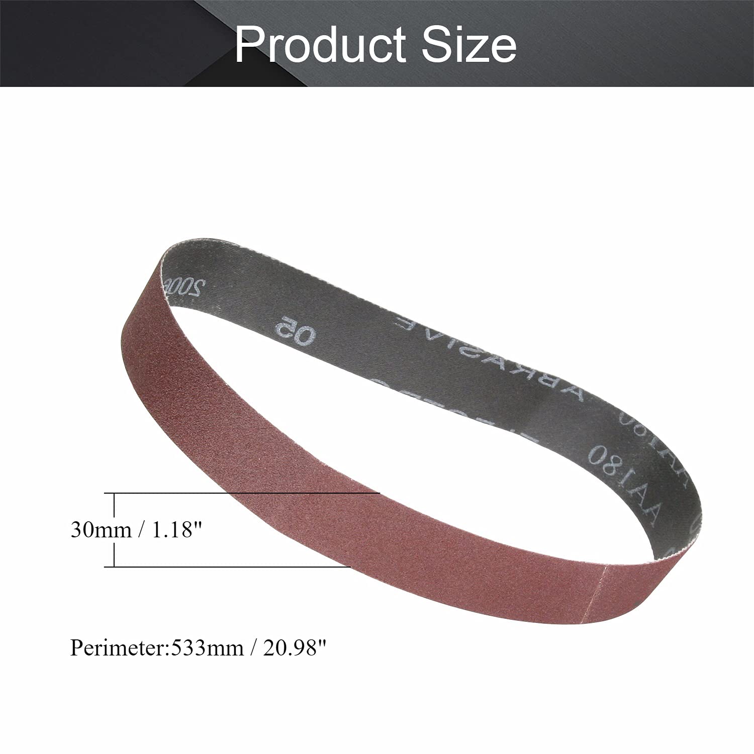 Utoolmart Schleifband 533x30mm - 15 Stück 180er Körnung