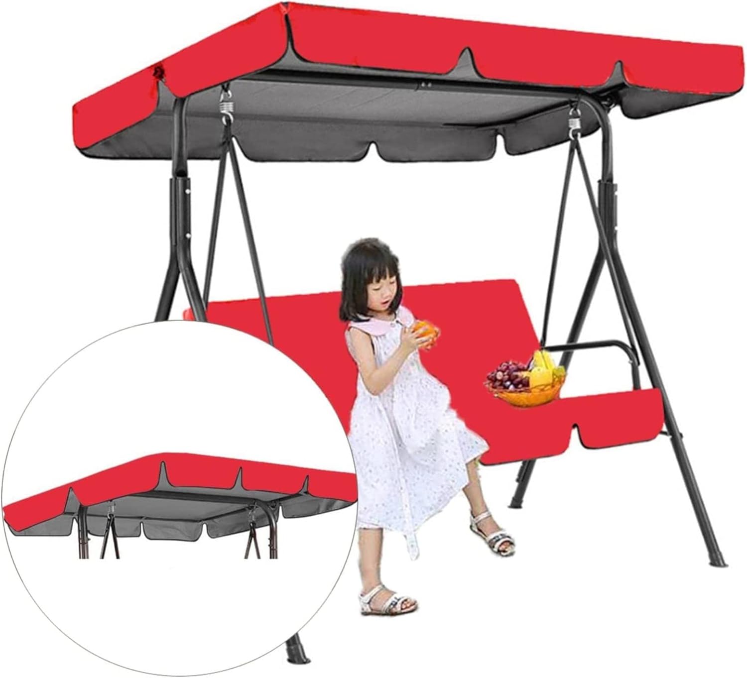 Replacement Canopy for Garden Swing Seat, Seat Canopy Swing Top Cover,Garden Swing Top Cover Waterproof Patio Hammock Cover for Swing Seat Chair (Cover Only)