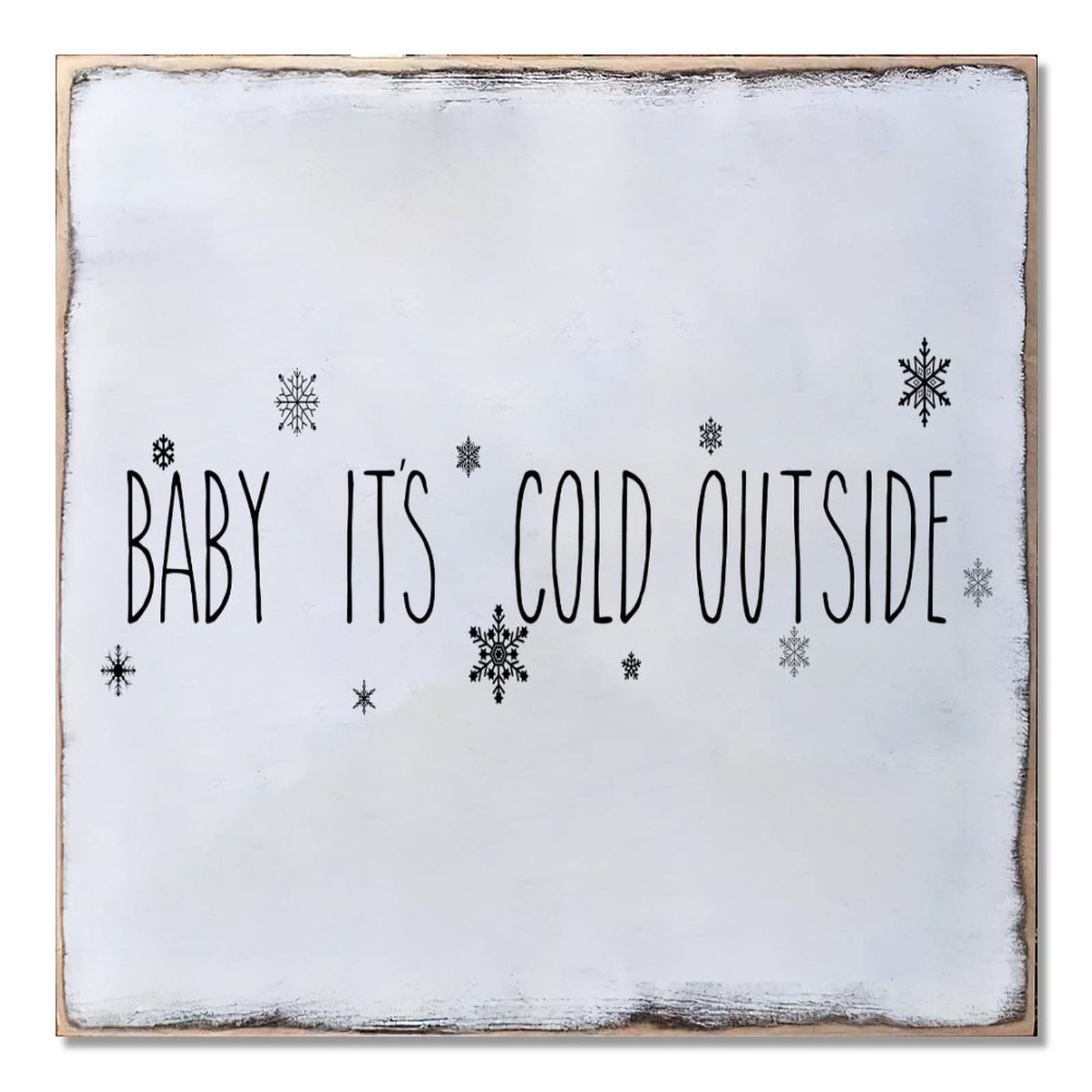 Panneau en bois rustique de Noël 40x40 cm pour une déco de fête chaleureuse