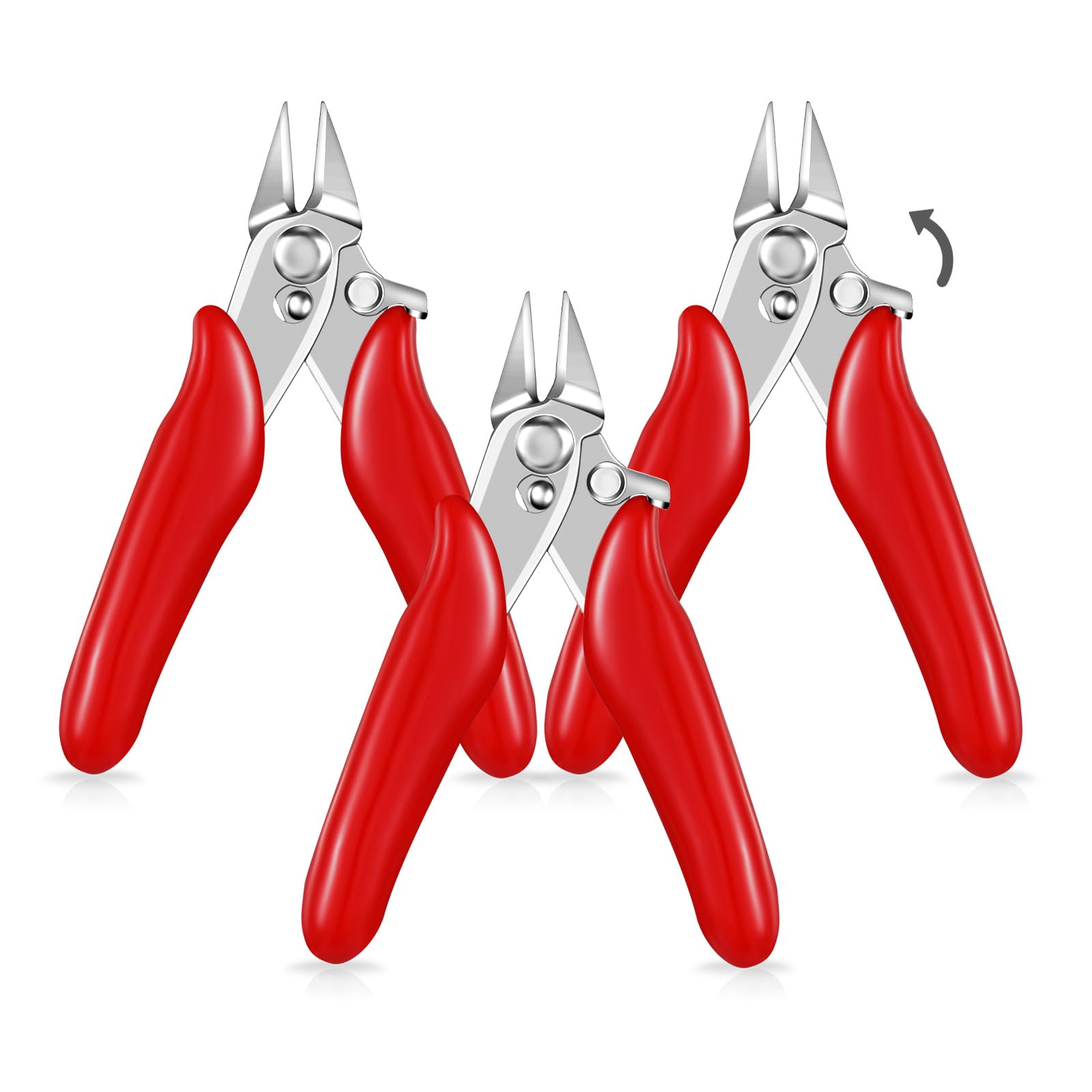3 Packs 3. 5 Inch Wire Cutters Mini Soft Wire Snips Nippers Micro Cutter with Lock Flush Diagonal Cutting Pliers Small Flush Cut Pliers Jewelers Tools for Electronic(Red)