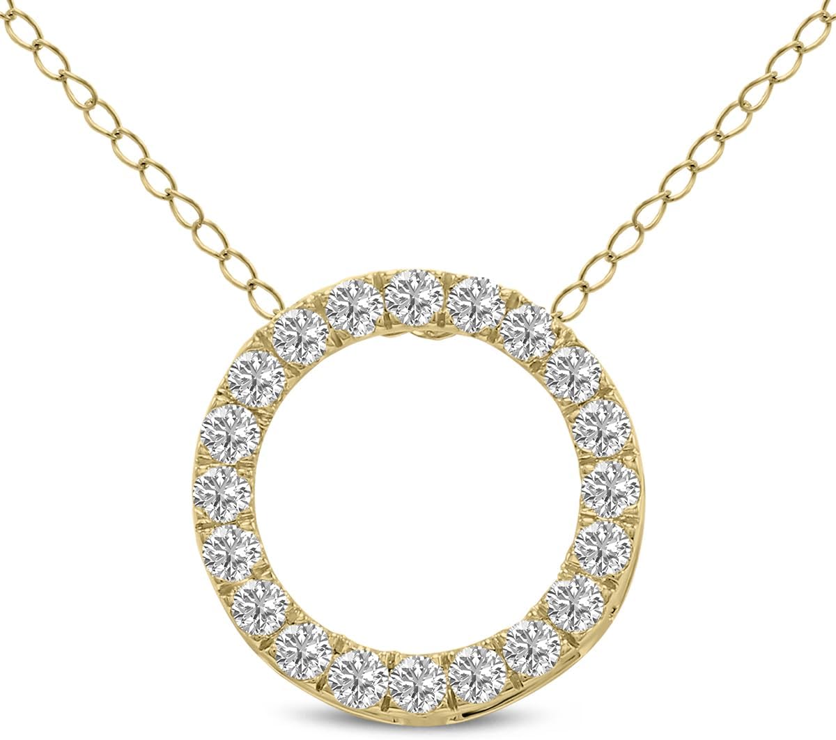 2 Carat TW Lab Grown Diamond Circle Pendant in 14K Yellow