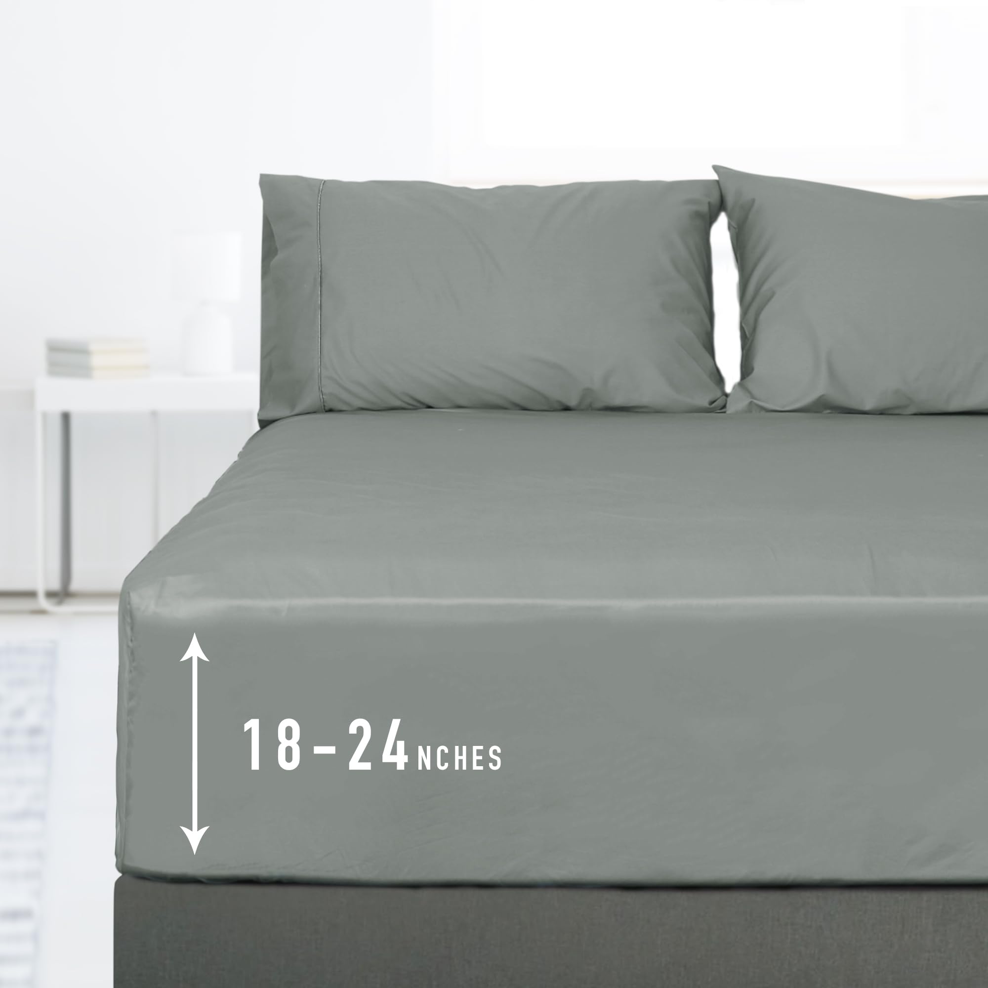 Photo 1 of Sunflower Queen Fitted Sheet, 1-Piece Extra Deep Pocket Fitted Bottom Sheet 22", 100% Cotton Sateen Soft Breathable, Ultimate Gray
