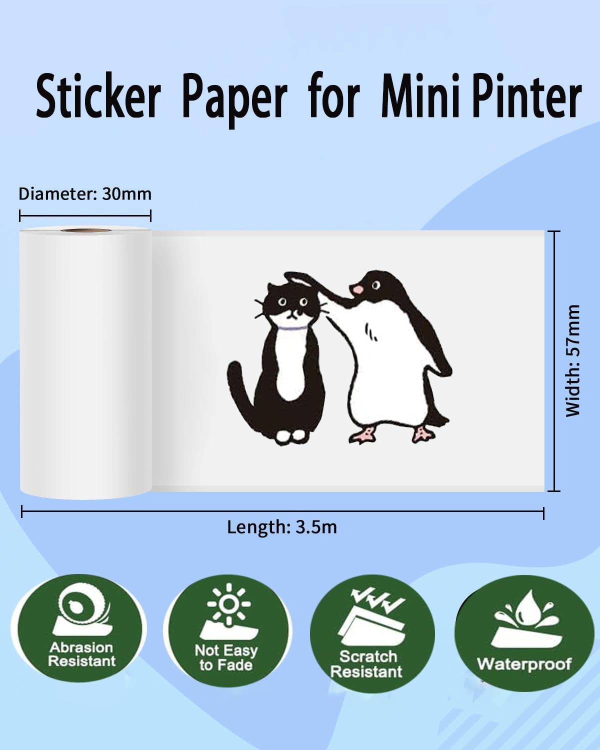 10 Rolls Instant Camera Refill Print Paper, HD Paper Camera, Thermal Print Camera Paper Refill for Photos,Labels,To-do Lists,Notes,Black On White,5.7 x 2.5cm