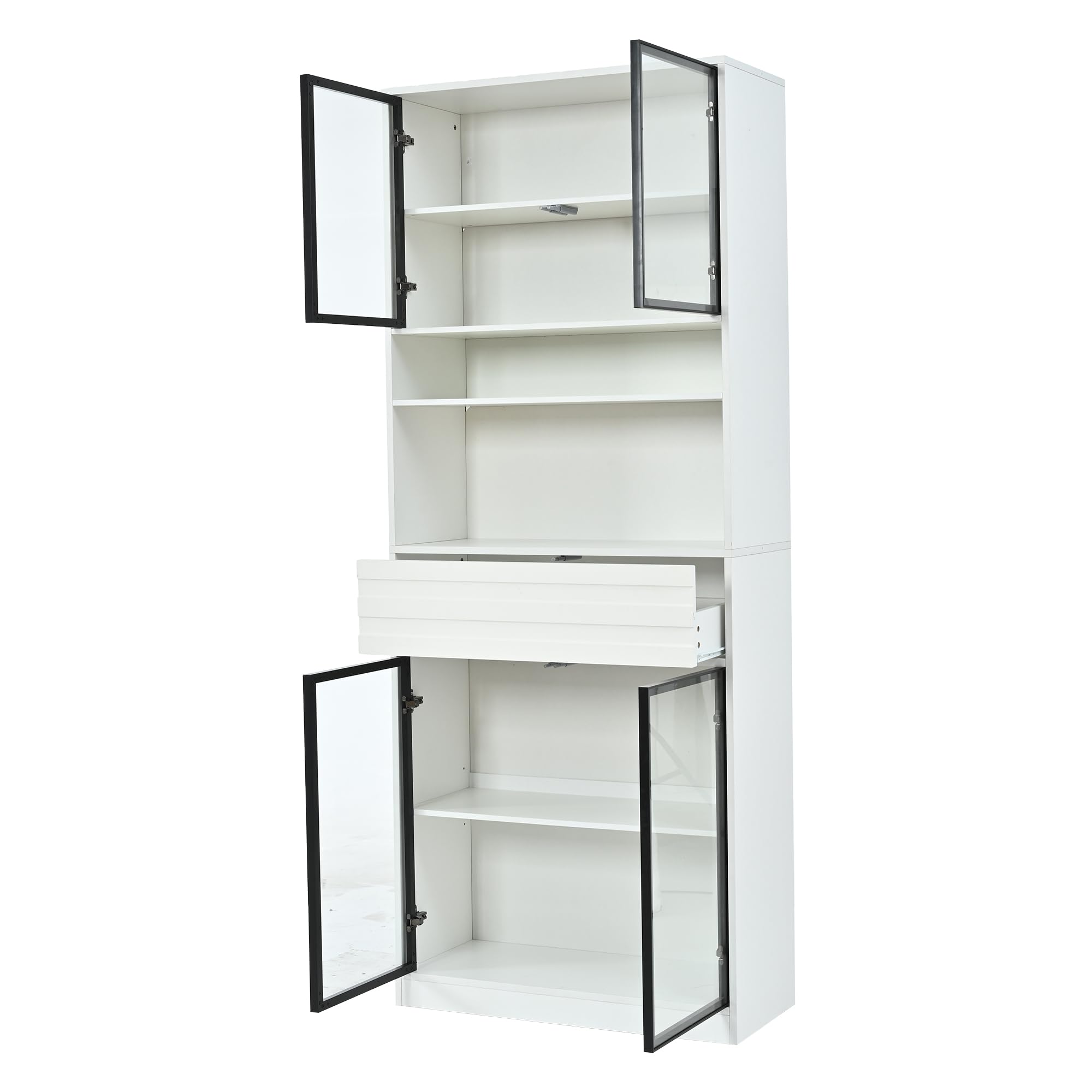Vetrina da 80 x 35 x 200 cm, in MDF, libreria con 4 ante in vetro
