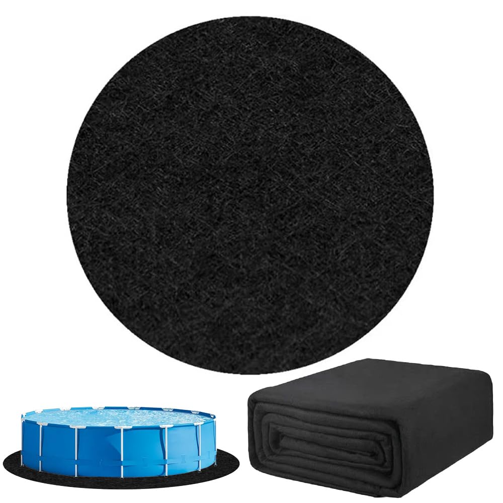 Pool Unterlage Rund, 200g/m² 460cm Pool Unterlage Outdoor | Poolmatten Schutzboden, Faltbarer Wasserabsorbierende Pool Matten Untergrund, Bodenschutzmatte Pool(Schwarz)