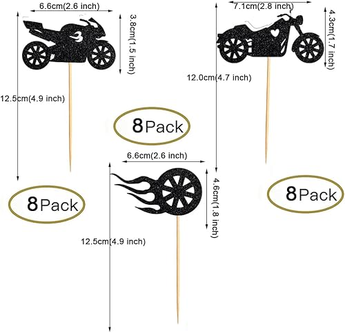 Miniatura 3 de 24 piezas de adornos para cupcakes de motocicleta para fiesta temática de motocicleta, fiesta de cumpleaños de hombre o niño, boda, baby shower,