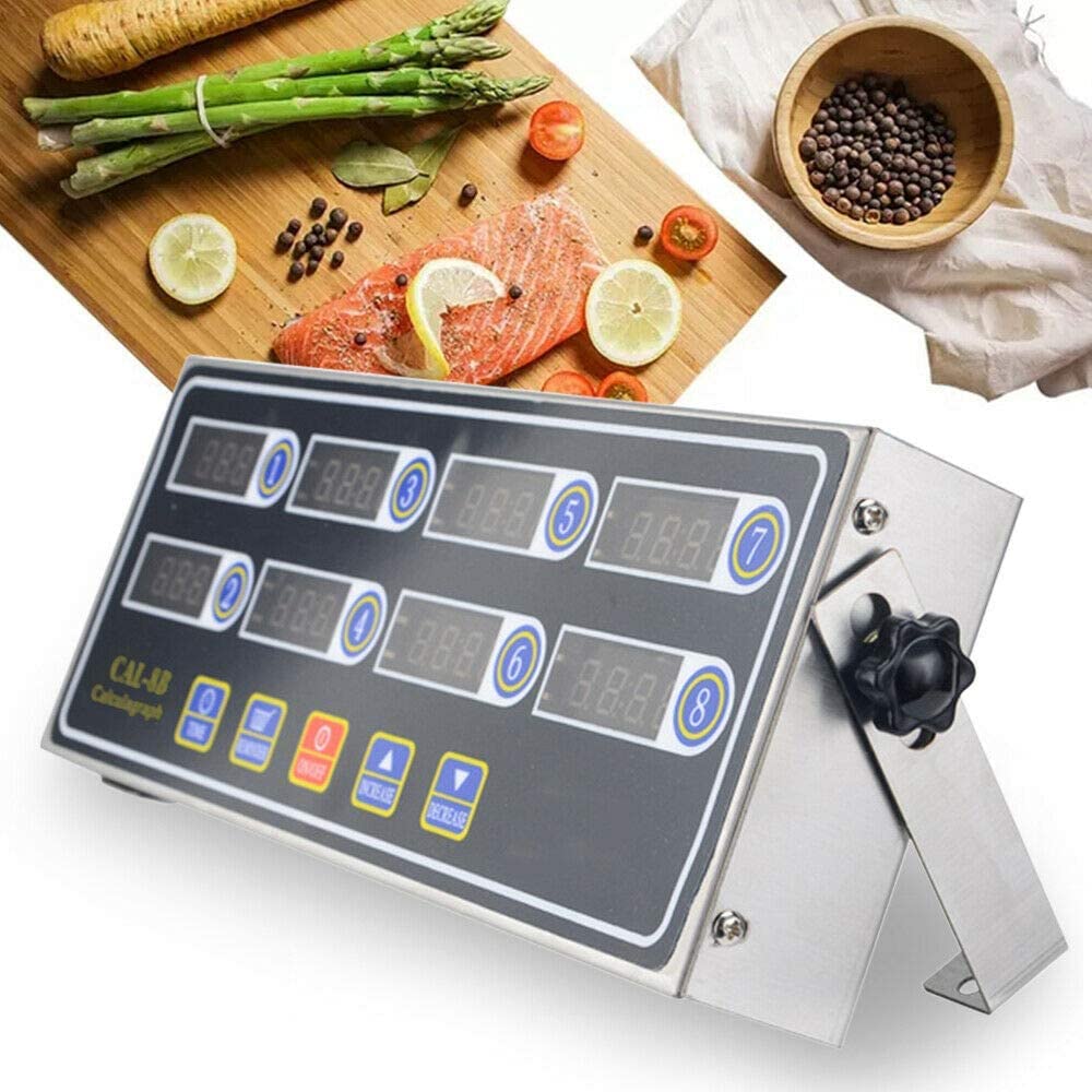 Temporizador de Cocina Digital Comercial de 8 Canales, Temporizador de cálculo de Acero Inoxidable con Alarma Fuerte para Restaurante, Reloj Temporizador para Restaurante, Cocina casera