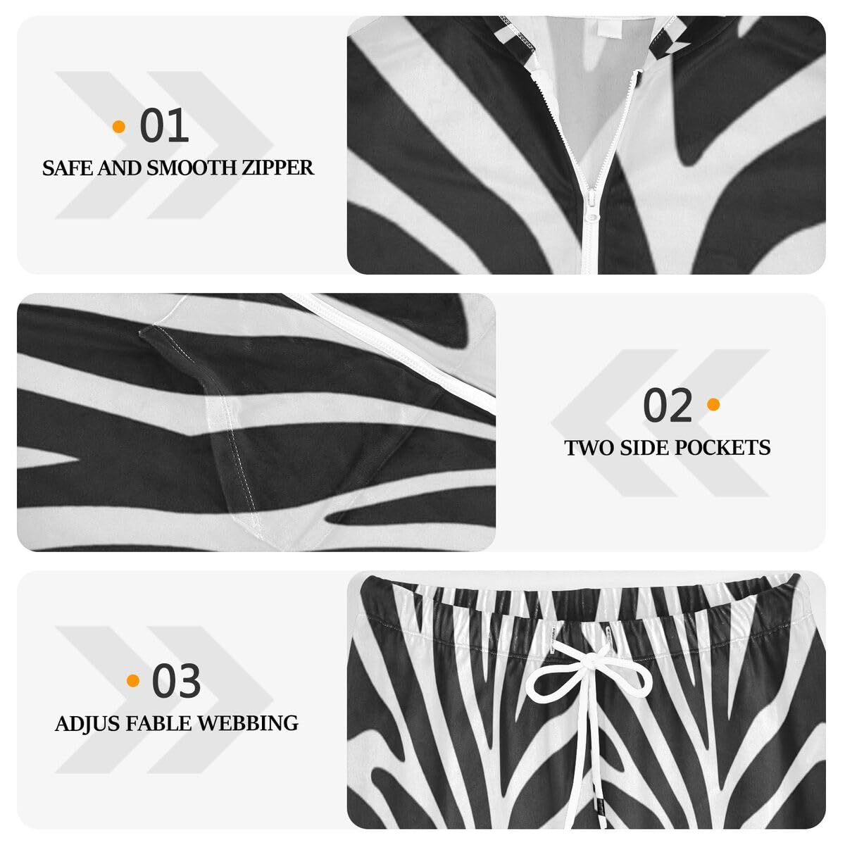Conjunto deportivo de 2 piezas para mujer, diseño de rayas de piel de cebra africana, conjunto deportivo de manga larga, estampado animal