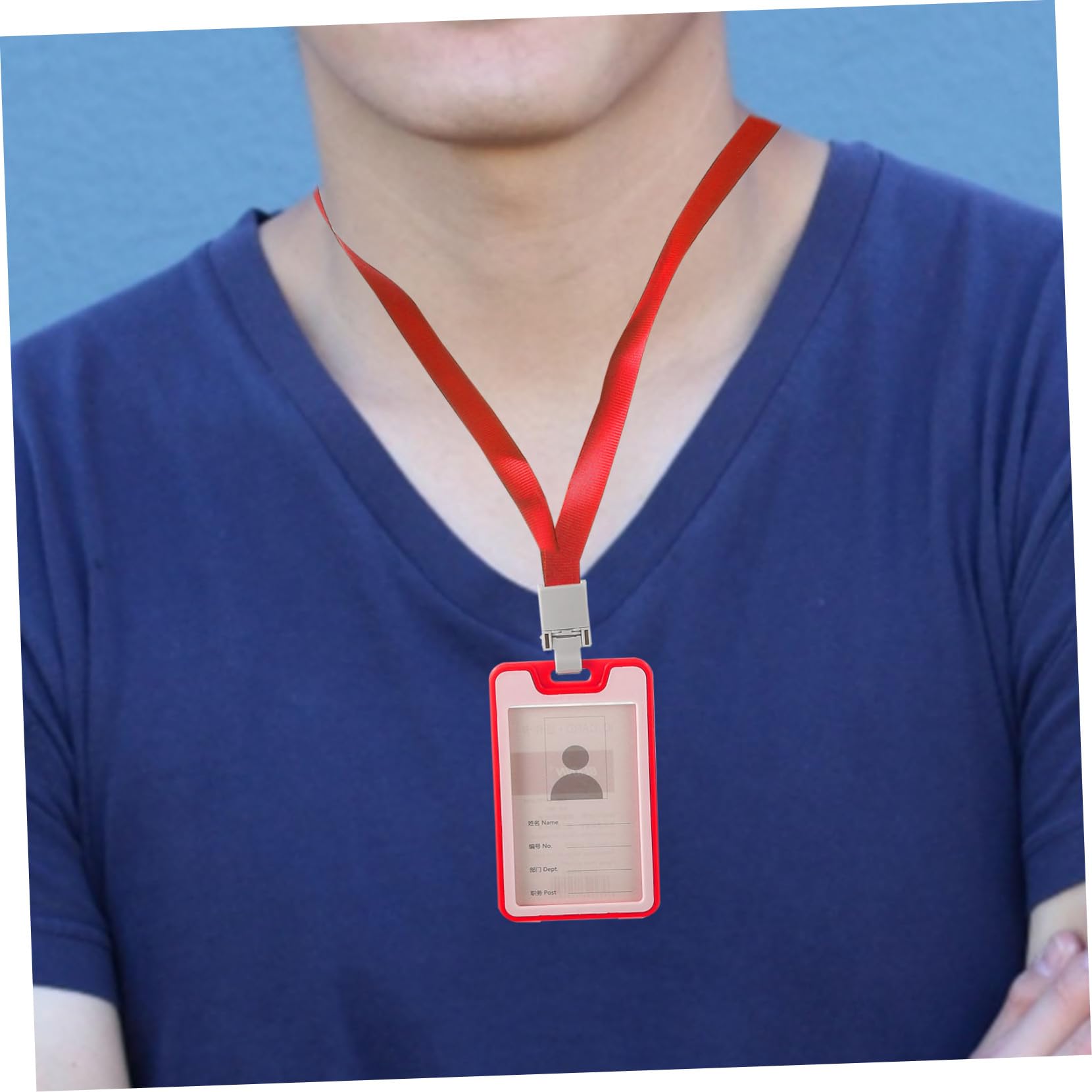 SHINEOFI 50pièces Porte Badge Lanyard Transparent Avec Housse De Carte Pour Cartes Identité Écoles Et Bureau Pratique Et Réutilisable