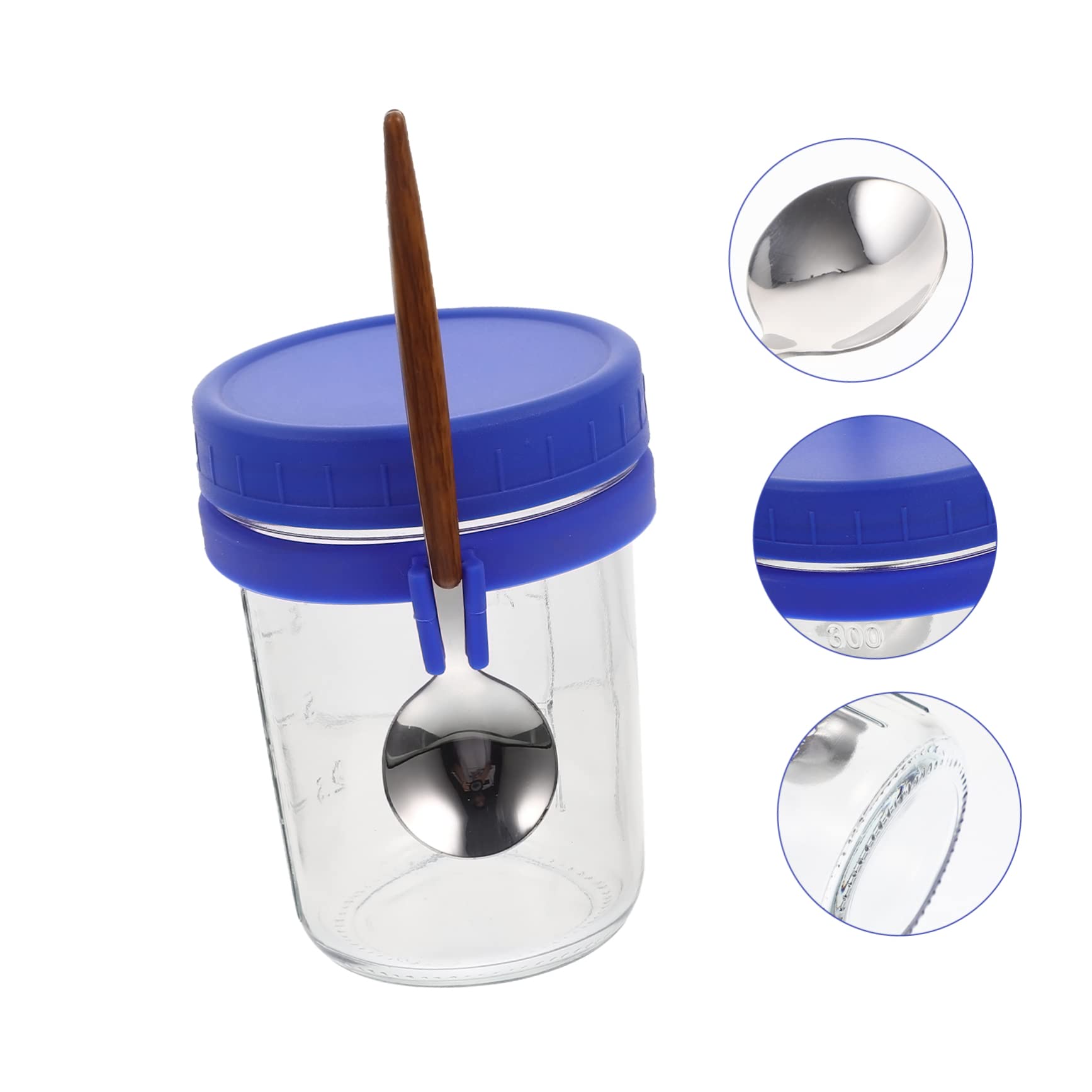 Jares de avena de la noche de vidrio Masón Juego de desayuno portátil