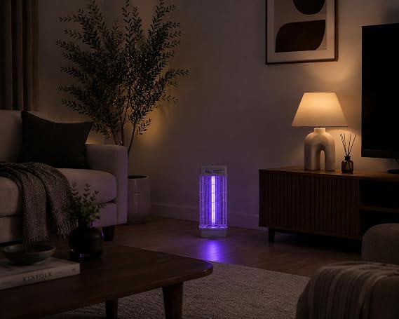 Coverzone 52cm UV Işıklı Kule Tipi 15W Sinek Öldürücü Elektrikli Sivrisinek ve Haşere Öldürücü Cihaz,15 Watt Temizleme Hazneli 50m² Etki Alanı İç Mekan Kullanım | GLR RT-15W