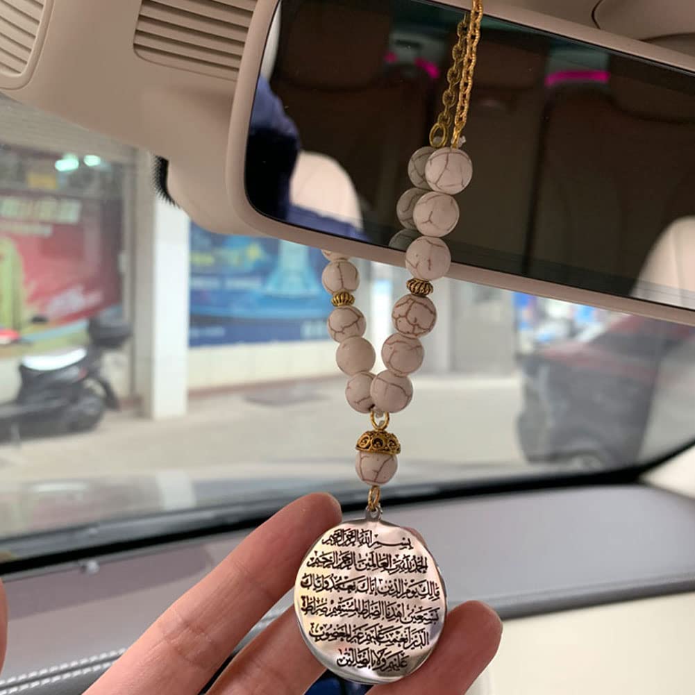 Silver Islam Quran Fatiha Allah Car Pendant Stainless Steel Car Hanging