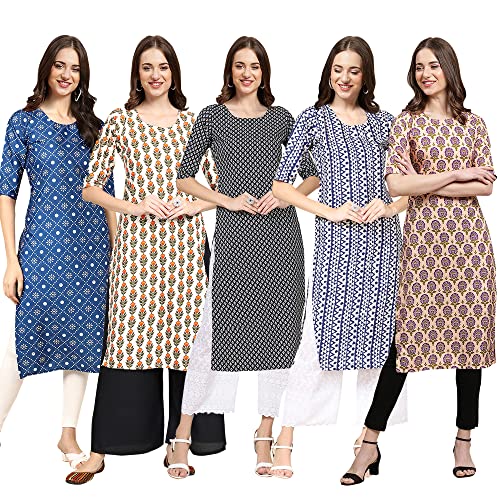 Image of Pinkmint Women's Crepe Digital Print Straight Kurta (D-353-345-369-360-370)