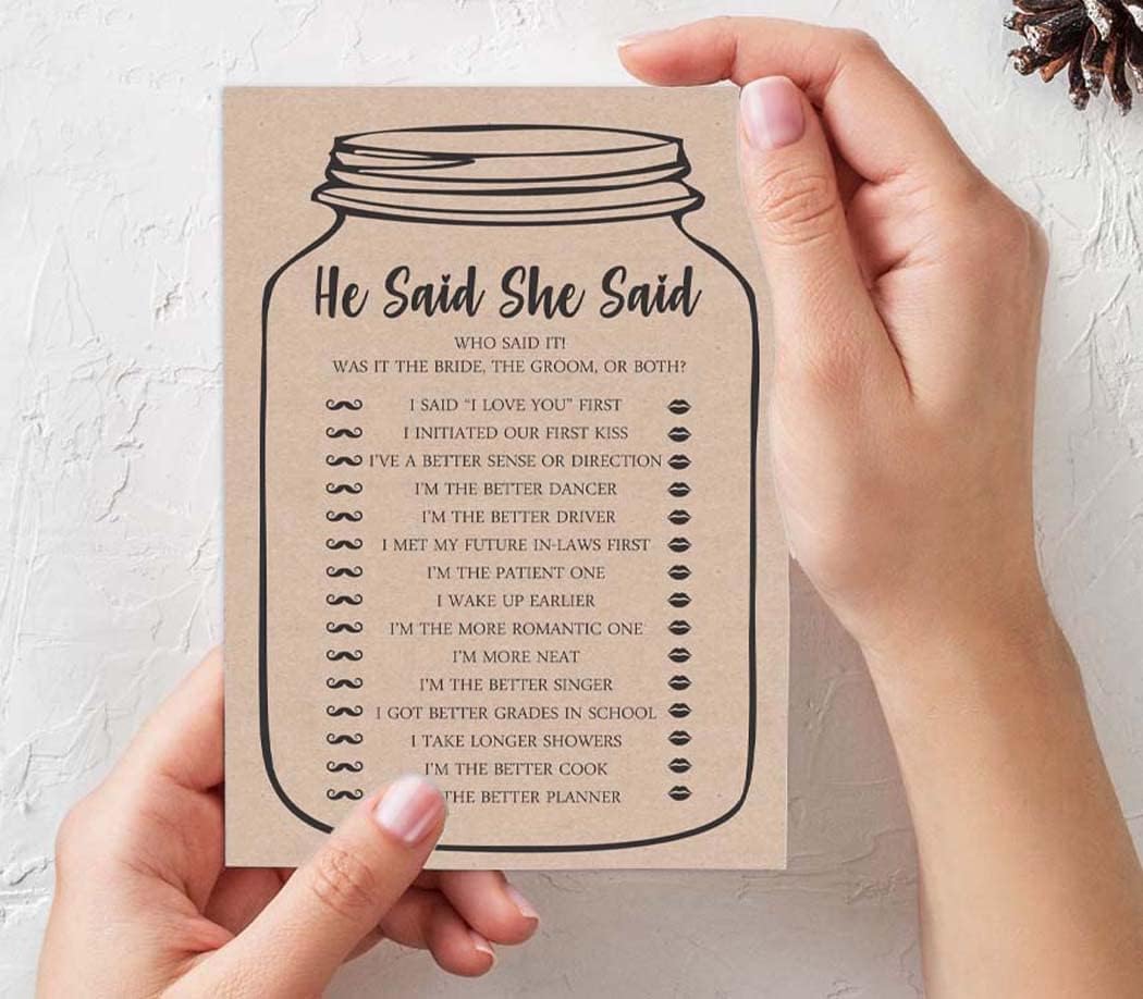 Bachelorette Party Games Set Bundle of 5 (Activities for 50 Guests) Rustic Kraft Mason Jar Theme Fun Bridal Shower Games Set