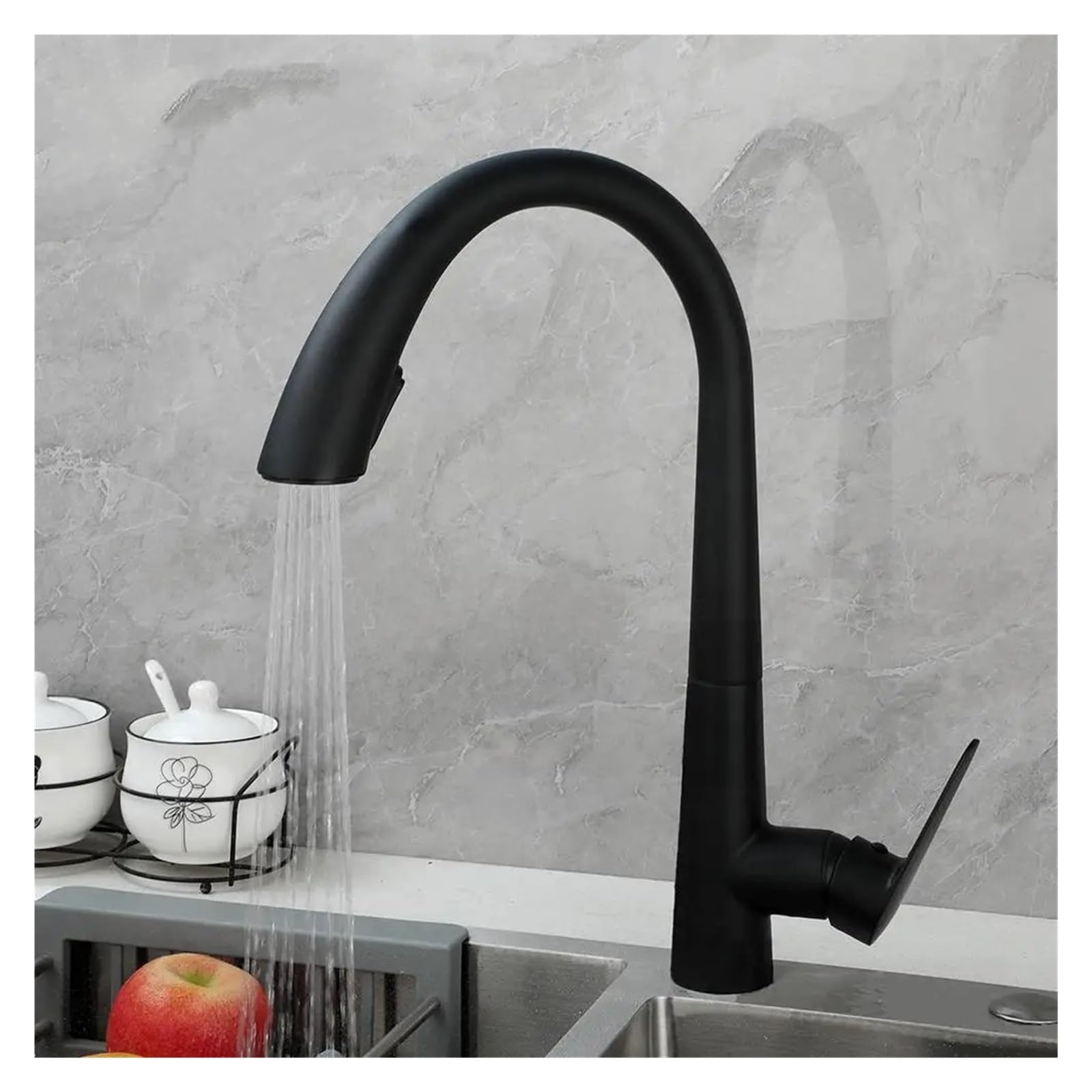 MXXQRHF Kitchen Faucet Pull Out Sprayer Polished Chrome Single Handle High Arc Kitchen Sink Faucets with 2 Function Mixer Tap,Single,Lever monobloc Kitchen Mixer