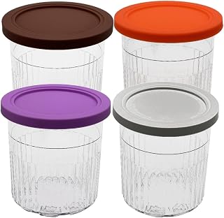 joystar 24oz Pints Replacement Ice Creami Deluxe Pints 4 Pack, Compatible with Ninja NC500 NC501 CN501CO Series Creami Deluxe Ice Cream Makers
