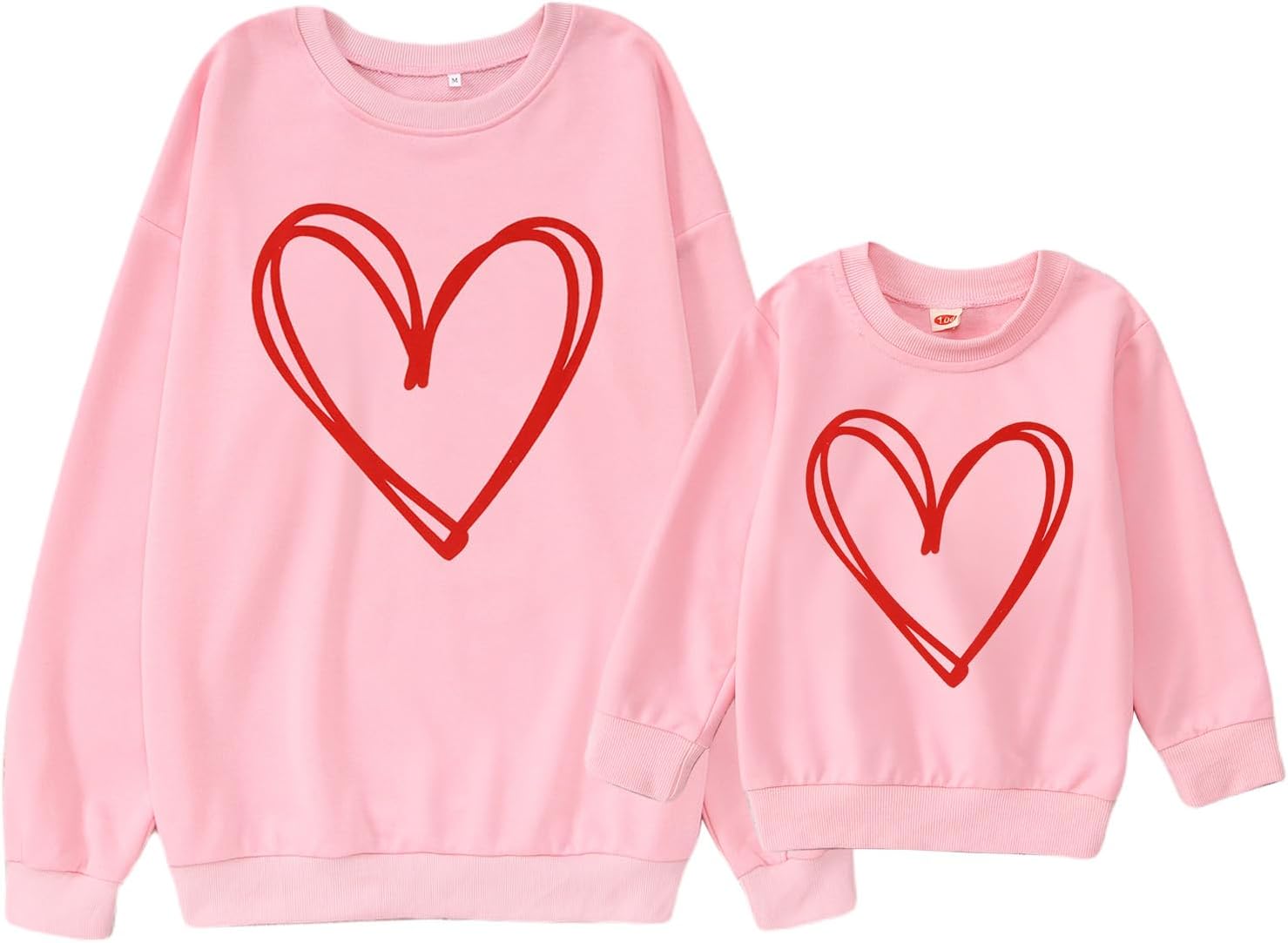 SOFEON Mommy and Me Valentines Matching Sweatshirt Love Heart Graphic Long Sleeve Pullover Casual Shirt Tops