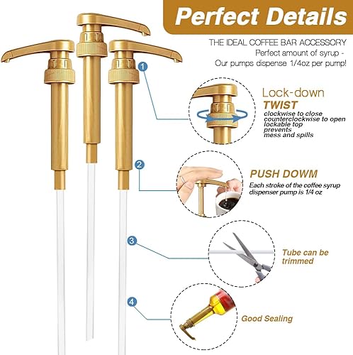 Miniatura 2 de 12 paquetes de dispensador de bomba de jarabe de café, se adapta a botellas de jarabe saborizante de café de 25.4 onzas, sin goteo, ideal para