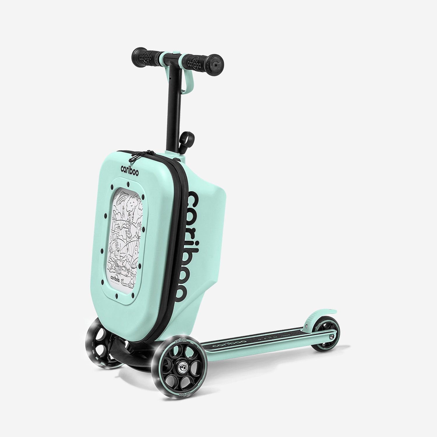 Cariboo Patinete para Niños de 2 años con Maleta 3 Ruedas 2en1 Plegable Altura Ajustable hasta 50 kg Equipaje de Mano iTravel