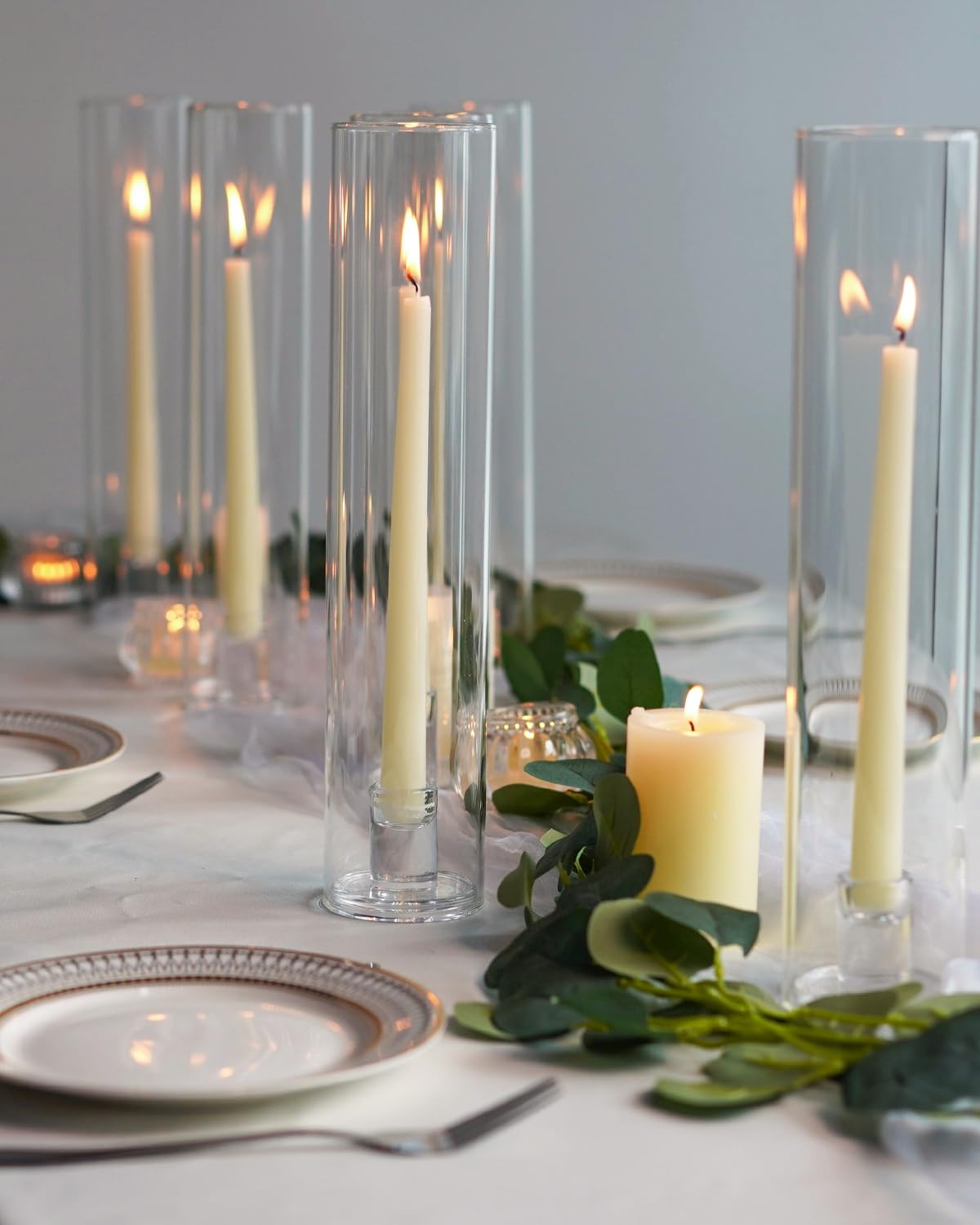 Amazon.com: Willceka Glass Hurricane Candle Holder 6 pcs