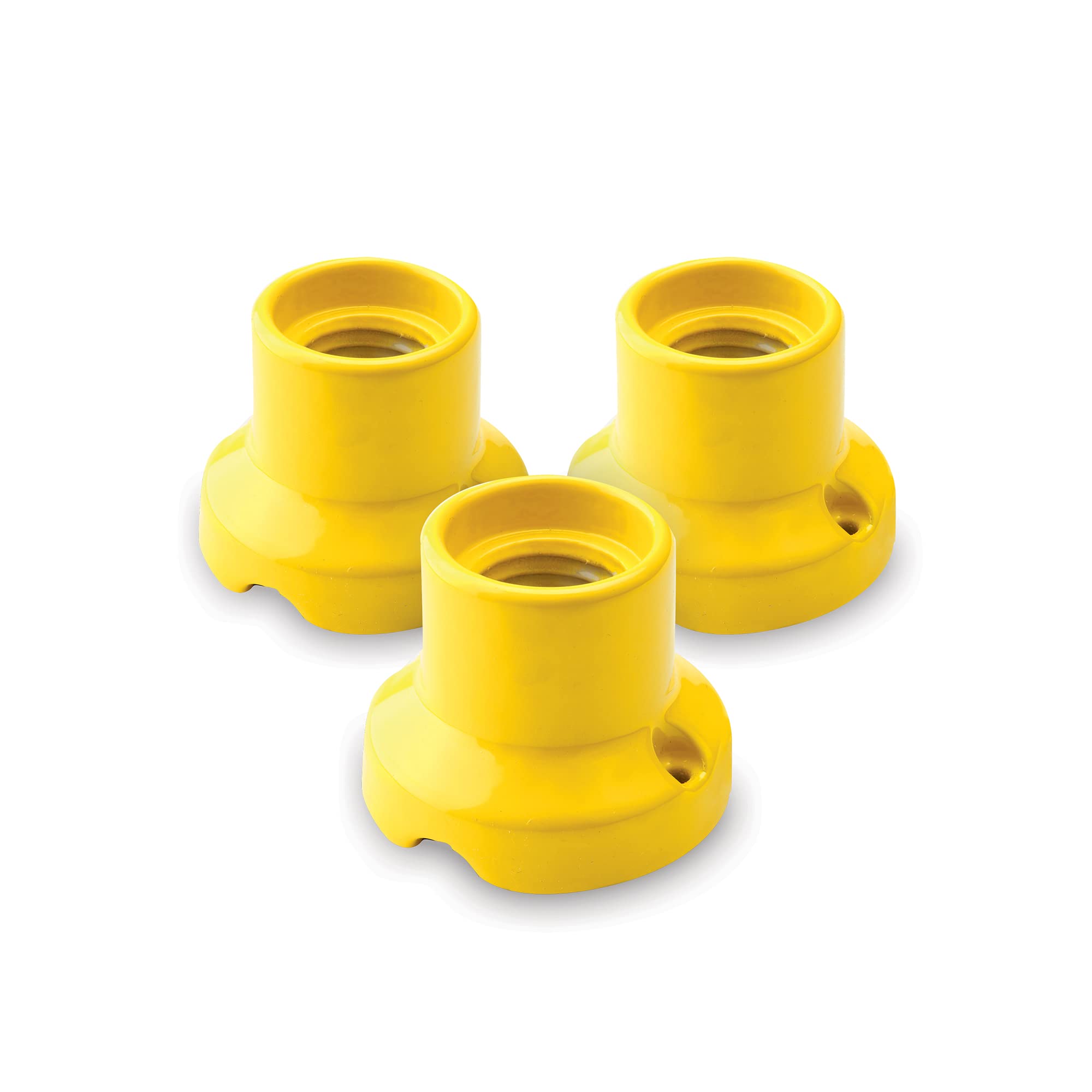 AMARCORDS - 3 Lampholder in Porcelain, E27 Fitting, Vintage Color lamp Holder Base Yellow