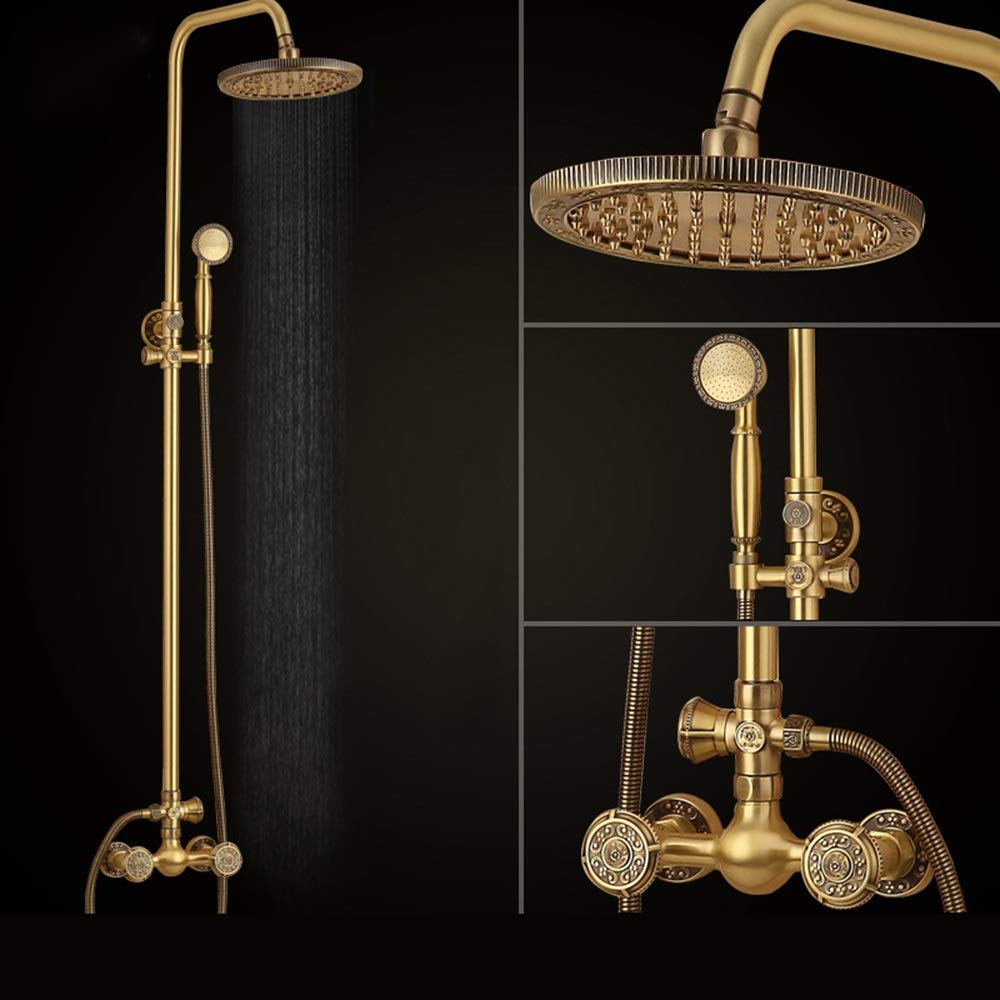 OZBMA shower set modern all-copper european antique faucet can be liftedand boosted head minimalist water supply bathroom