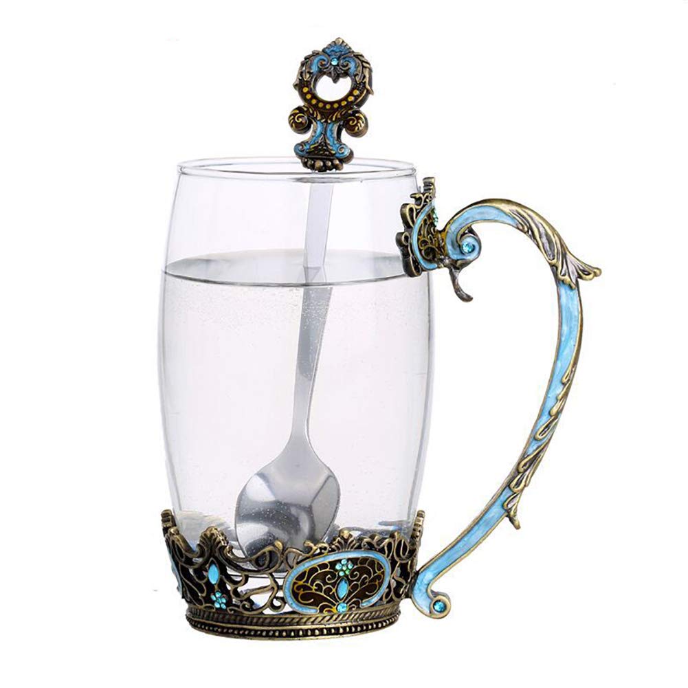 Tea Cup Coffee Mug Cups, Classical Glass Tea Cup, Unique Personalized Birthday Present Ideas for Women Grandma Mom Teachers Hot Beverages 13OZ