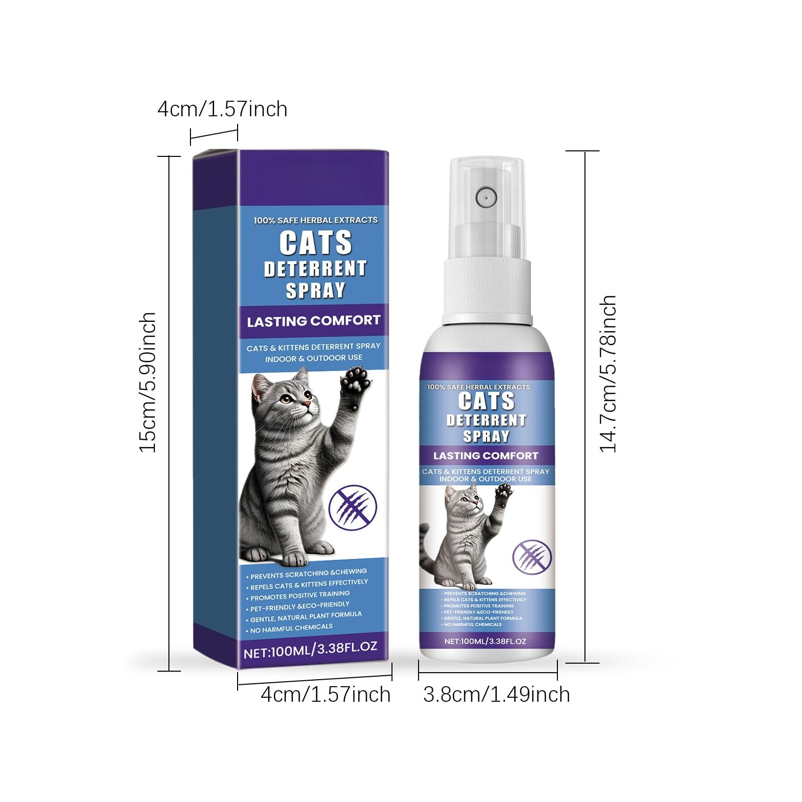 Spray Repellente per Gatti,Repellente per Gatti,Spray Antigraffio,Spray Disabituante Gatti,Spray Antigraffio per Gatti,Spray Anti Graffio Gatto,Proteggi Divano Gatti Graffi