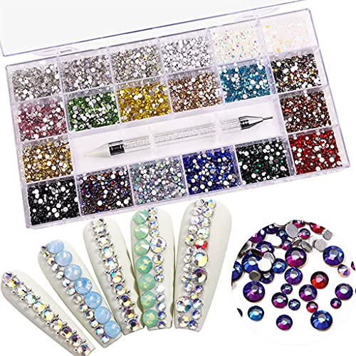 Gergxi Crystal Nail Art Set Strasssteine Nagel Edelsteine schillernde klare Klasse Multi-Form flache Rückseite glänzend… – Bild 8