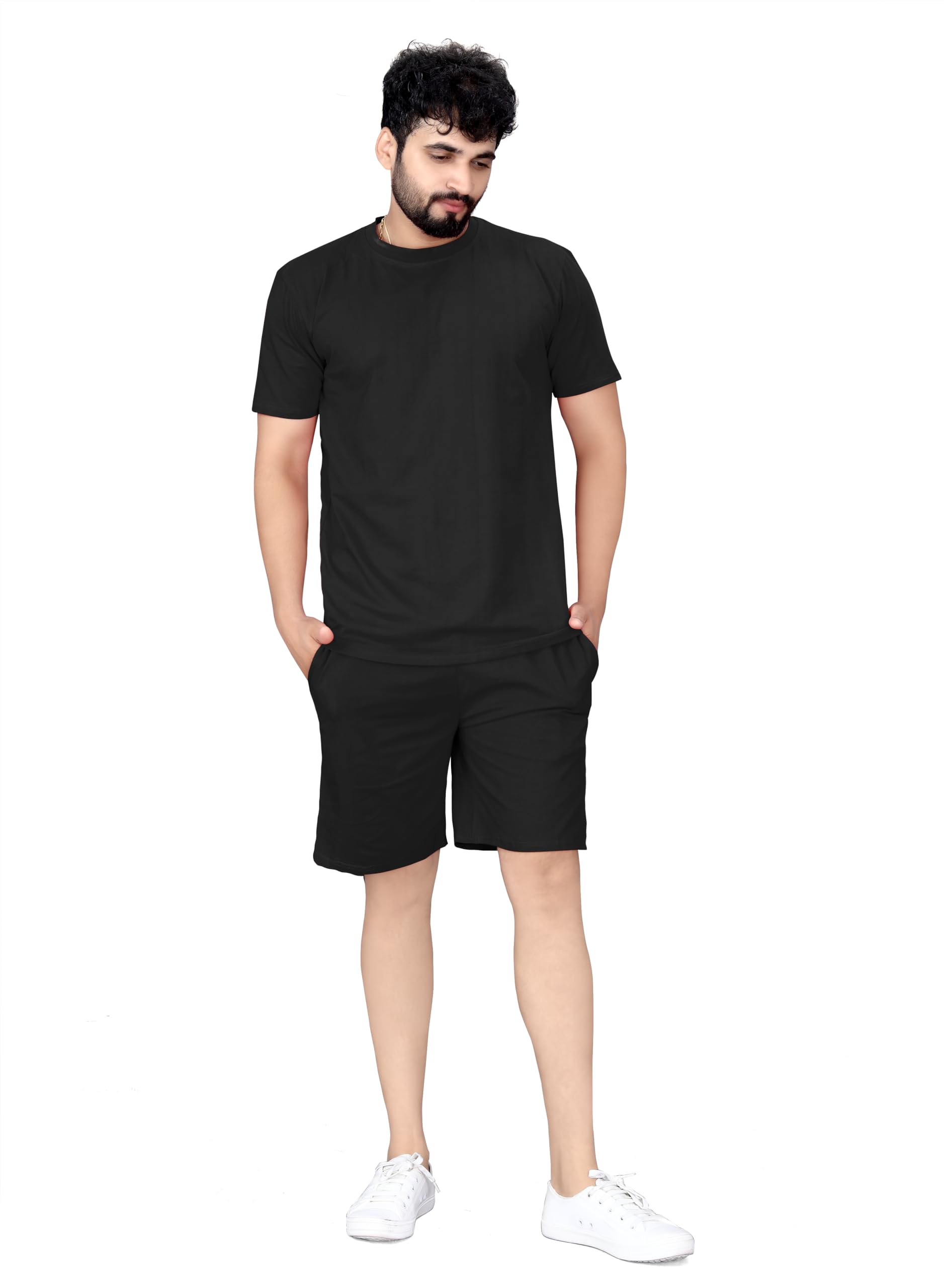 Men’s Cotton Night Suit Set – Plain Solid Color Shirt & Pajama – Soft & Breathable Sleepwear for All-Season Comfort (Loungewear & Nightwear Set)-image-25