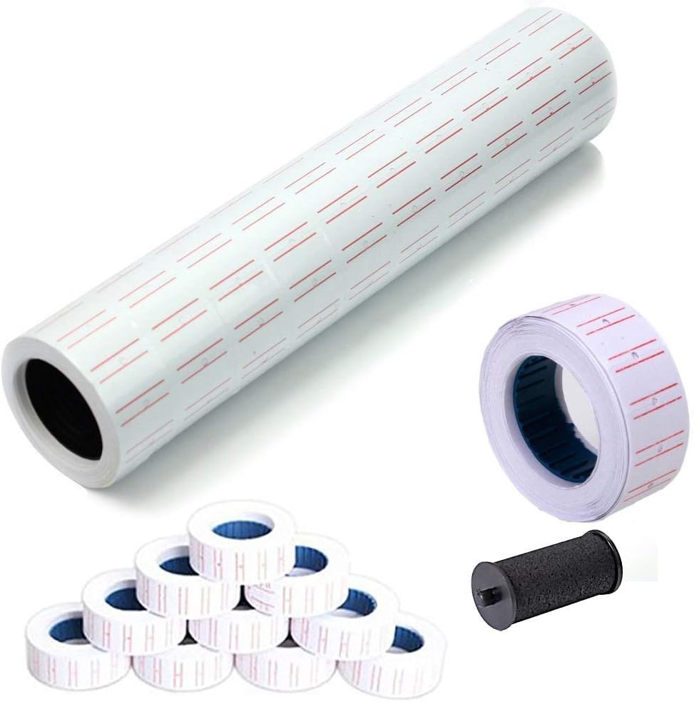 Price Labels Paper Tag Mark Sticker for MX-5500 Price Gun Labeller, 10 Rolls with Ink