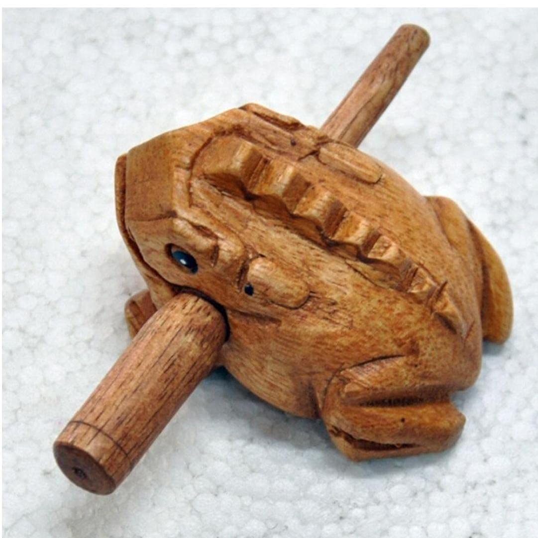 Tossper Gold Craft Wooden Frog Ornament Croaking Musical Instrument Tone Block Art Figurines Miniatures Desktop Decorative Gift