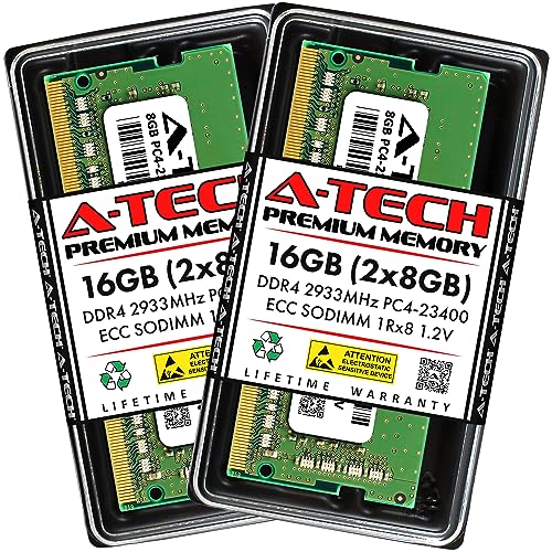 Image of A-Tech 16GB Kit (2x8GB) DDR4 2933MHz PC4-23400 ECC SODIMM 1Rx8 Single Rank 1.2V 260-Pin RAM Memory Upgrade Modules for Microserver, Workstation, and Networking Platforms