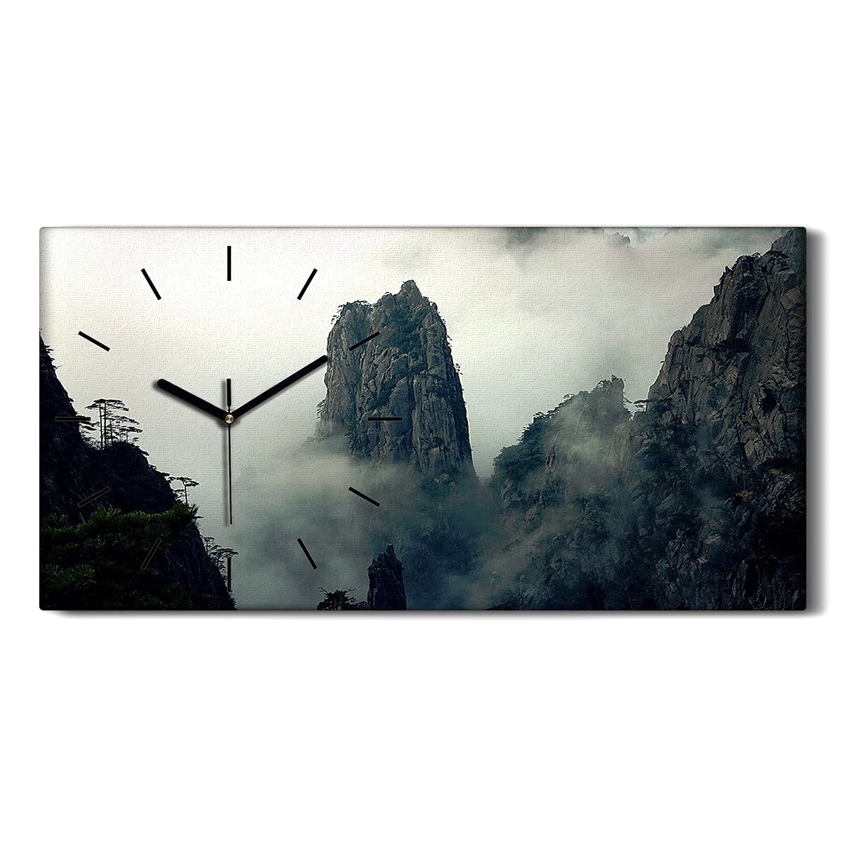 Horloge sur toile moderne design de brume et nuages art mural salon