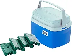 Caixa Térmica 5 litros Azul Cooler com Termômetro Digital Simples e Certificado de Calibração com 4 Gelos Reutilizáveis 200 ML para Transporte de Refrigerados e Congelados
