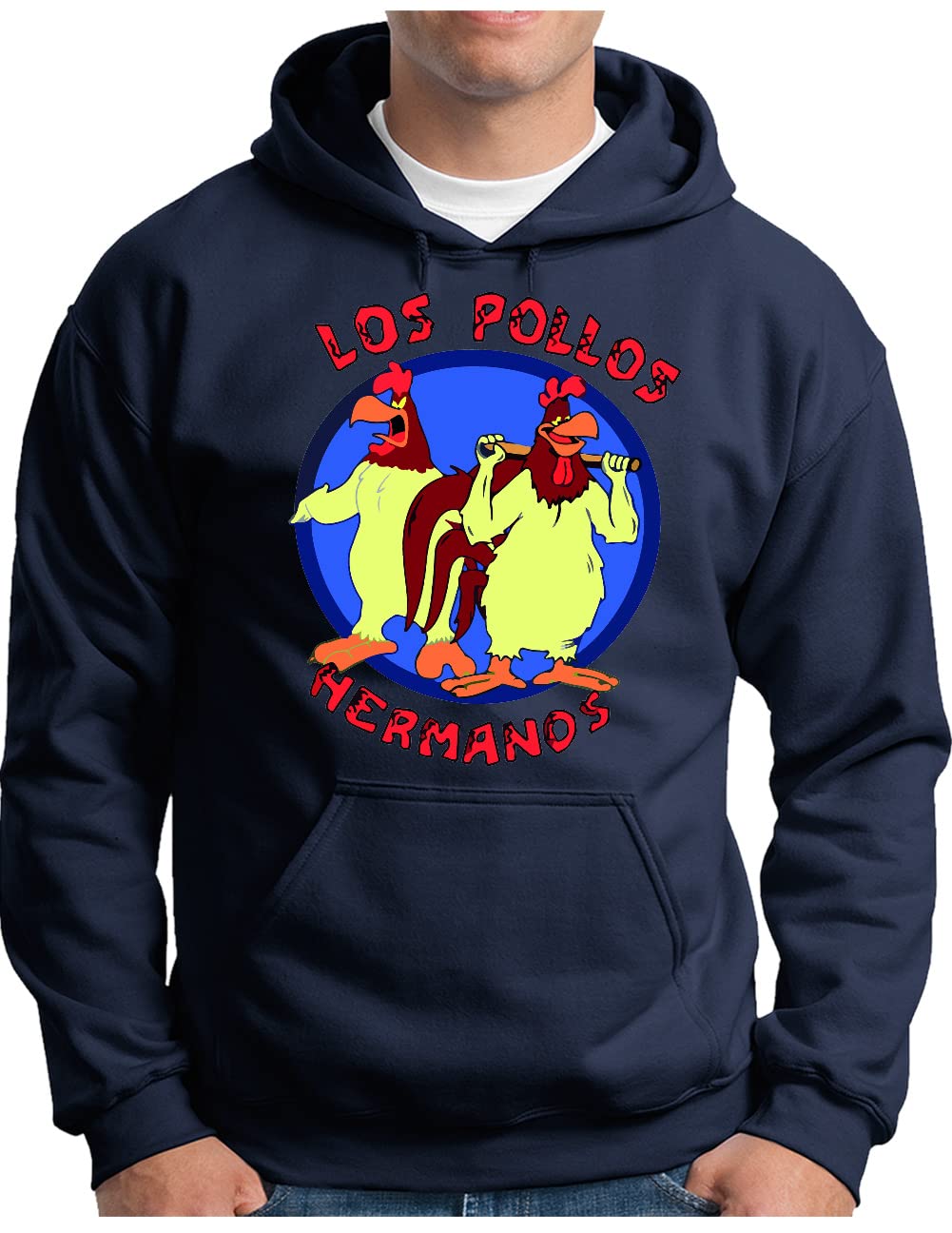 Pull à capuche Los Pollos Hermanos avec poche de couleur bleu marine - 4