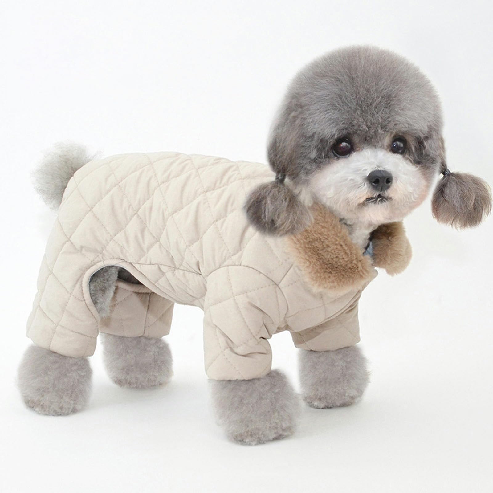 Abrigo cálido para Perros, Chaqueta de Invierno para Cachorros, Chaqueta de Nieve para Perros con Cuello Peludo de Cuatro Patas, Abrigos Gruesos a Prueba de Viento para Clima frío