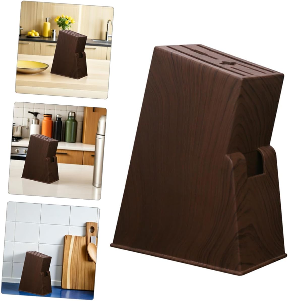 Mobestech Dinnerware 1pc Wood for Pattern Shelf Sharpening Cutlery Household Cutter Block Stable Rack Wooden Imitation Storage Kitchen Home Grain Organizer Desktop Holder Blocks Utensils