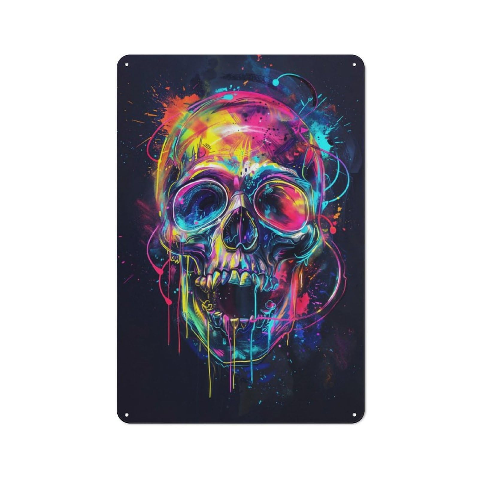Nostalgic Skull Expression Decorative Tin Sign 30x20cm, Vintage Wall Decor for Lounge, Study, Pub Or Wall Gallery