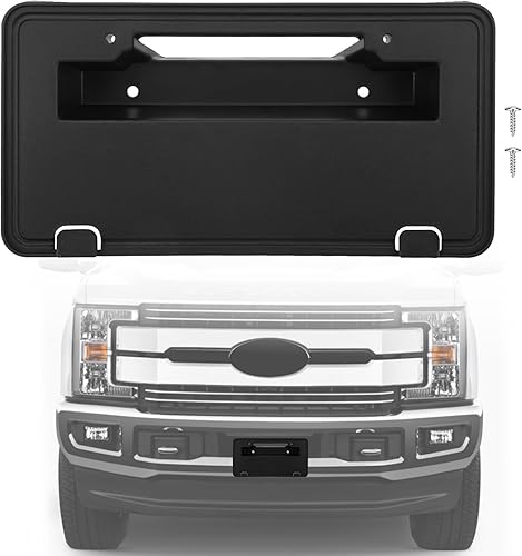 Miniatura 8 de Soporte de marco de matrícula para parachoques delantero compatible con Ford F150 2021 2022 3.3L 5.0L, kit de montaje de marco de matrícula negro,