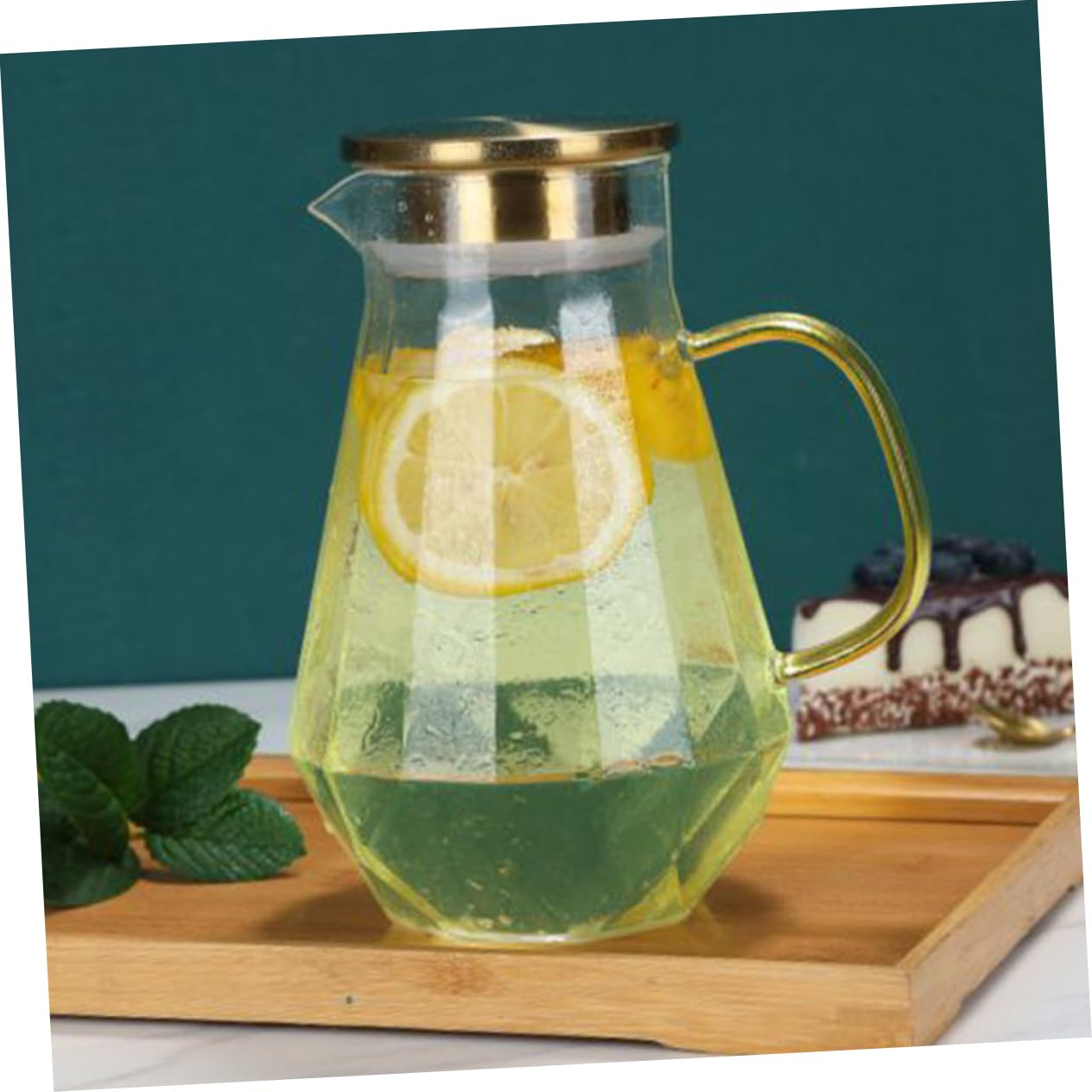 Jarra de Agua Helada 1500ml de Vidrio Borosilicato Tapa | Ligera y Portátil, Resistente al Calor, para Leche y Vino, Adecuado como Obsequio o Uso Diario en Casa