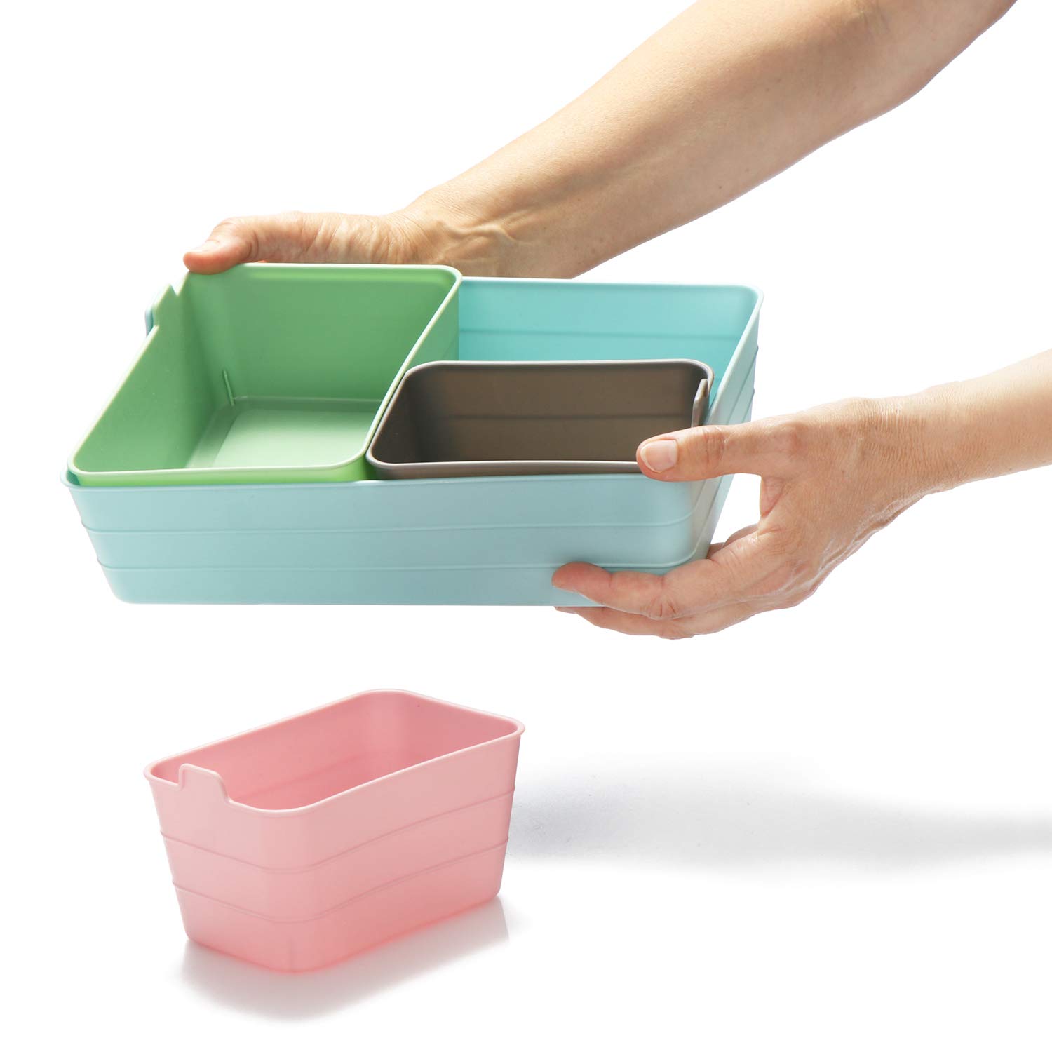 com-four® 48-teiliges Set Aufbewahrungsboxen, Schrank-Organizer