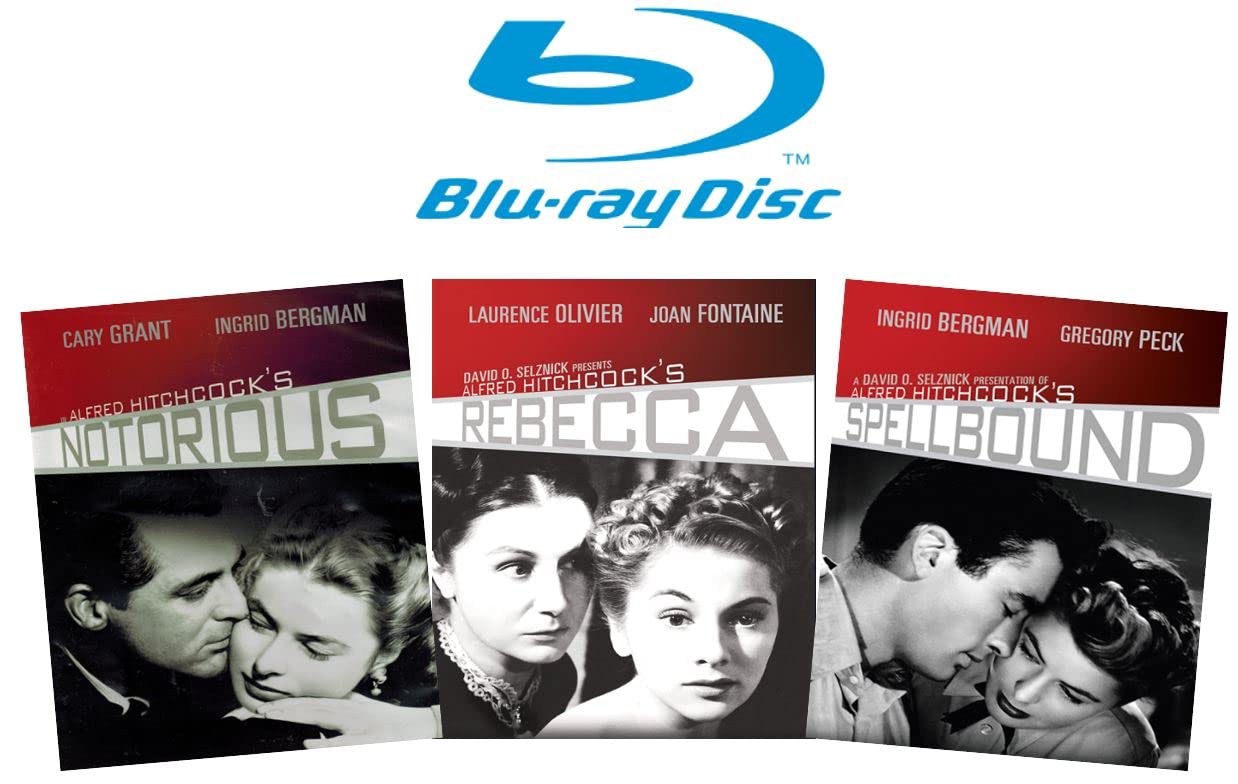 MGM 90TH Anniversary Edition: Notorious / Rebecca / Spellbound [Blu-ray] Alfred Hitchcock Classic Collection, Cary Grant, Gregory Peck, Ingrid Bergman [Region 1/A]