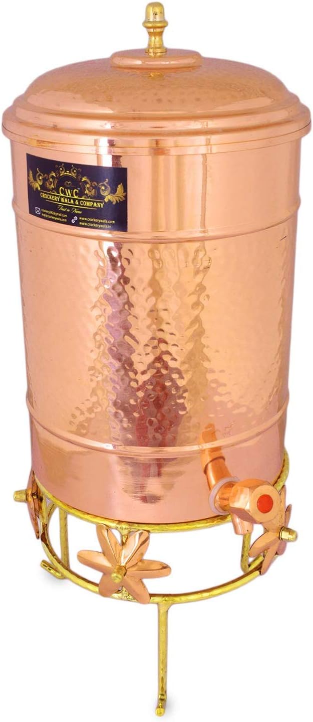 Crockery Wala and Company Pure Copper Water Dispenser/Matka with Stand First Time in India. (7 litres)