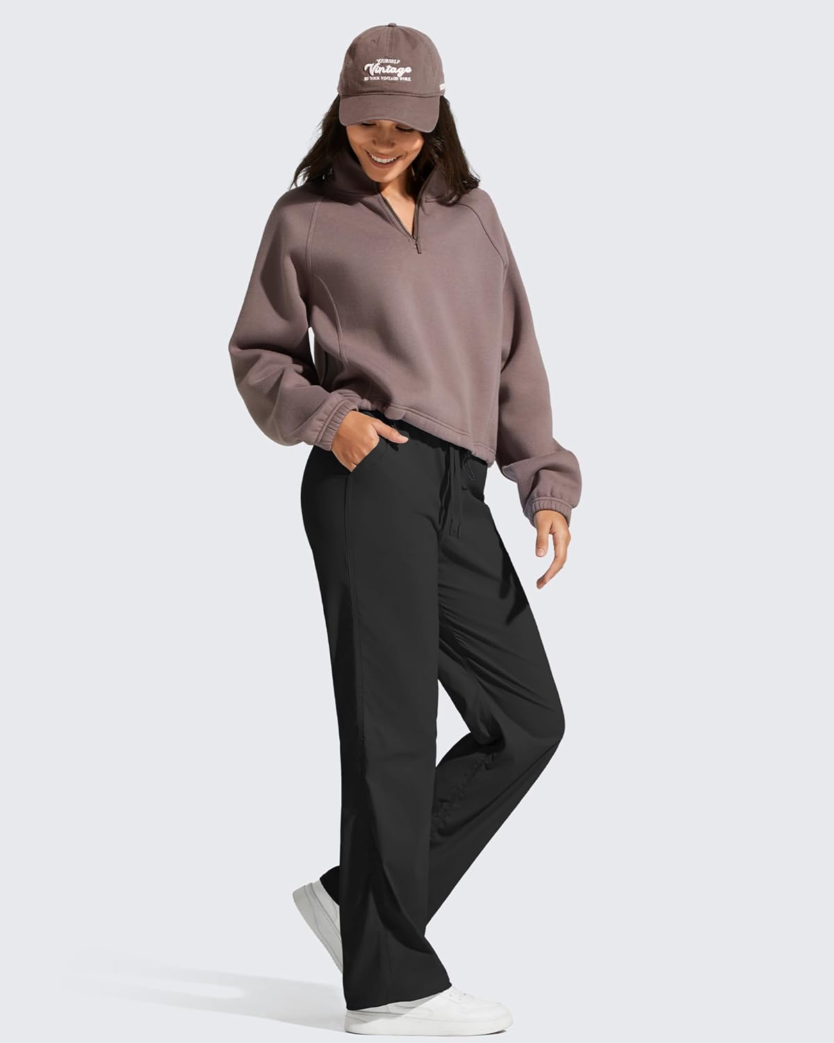 G4Free Lightweight Women's Straight Leg Workout Pants Ruched Drawstring Joggers with Pockets Casual Athletic Slacks - Image 6