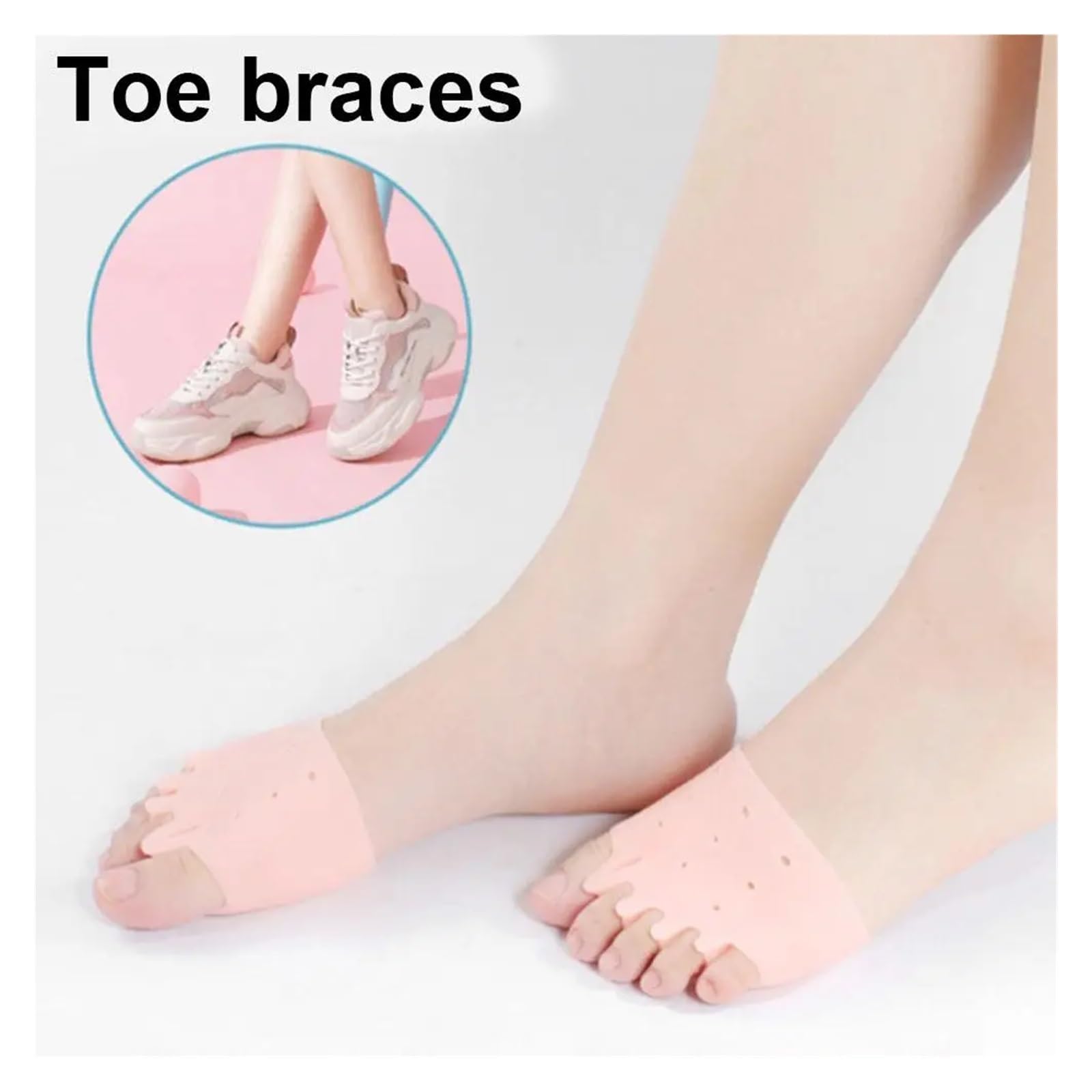 Zehenspreizer für Hallux Correc Zehenspreizer, reine Farbe, Silikon, Finger, Ballenzehen, Valgusspreizer (Typ B)