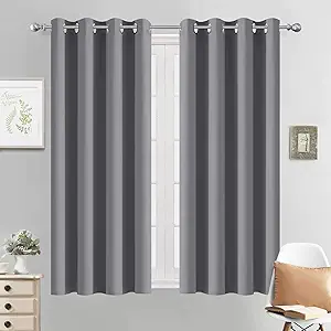 Yakamok Grommet Room Darkening Thermal Insulated Blackout Curtains Window Panels for Bedroom Width 52 Inch by Length 54 Inch Grey Two Curtain Panels