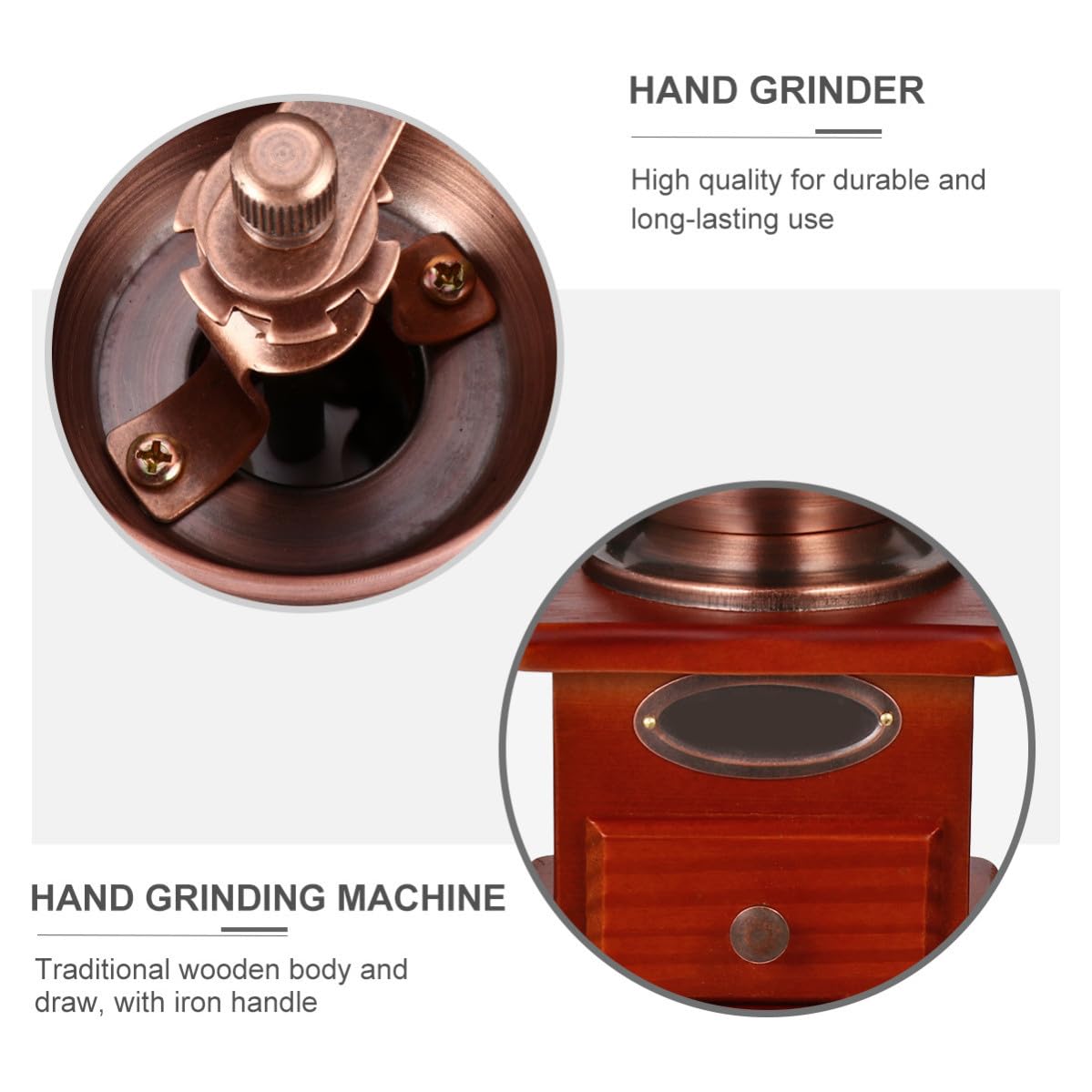 Operitacx Molinillo para Moler Granos de Café Manual Cono Cerámico y Cuerpo de Madera, Máquina Portátil Adecuado como Obsequio de Navidad