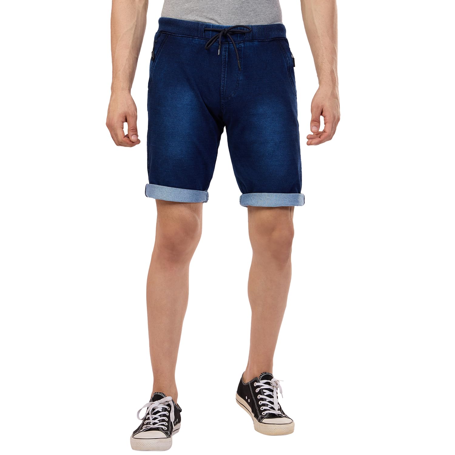 Mens Denim DMX Elasticted Waist 3/4th with Drawstring.