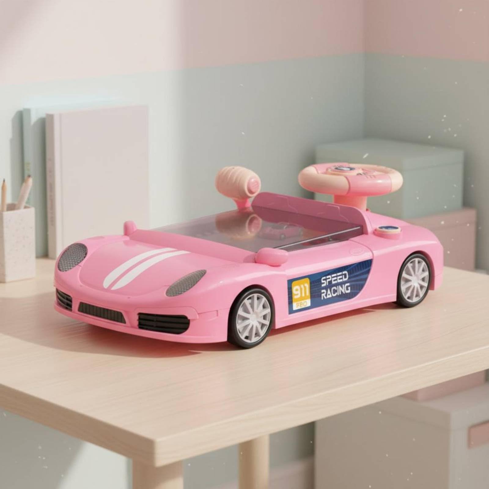 Juego de Carreras Infantil Volante Simulador Vehículo Consola Desarrollo de y Coordinación 200 Niveles sin Pantalla Visión Cuidada Carga por USB Adecuado para Niños en Casa y Paseos